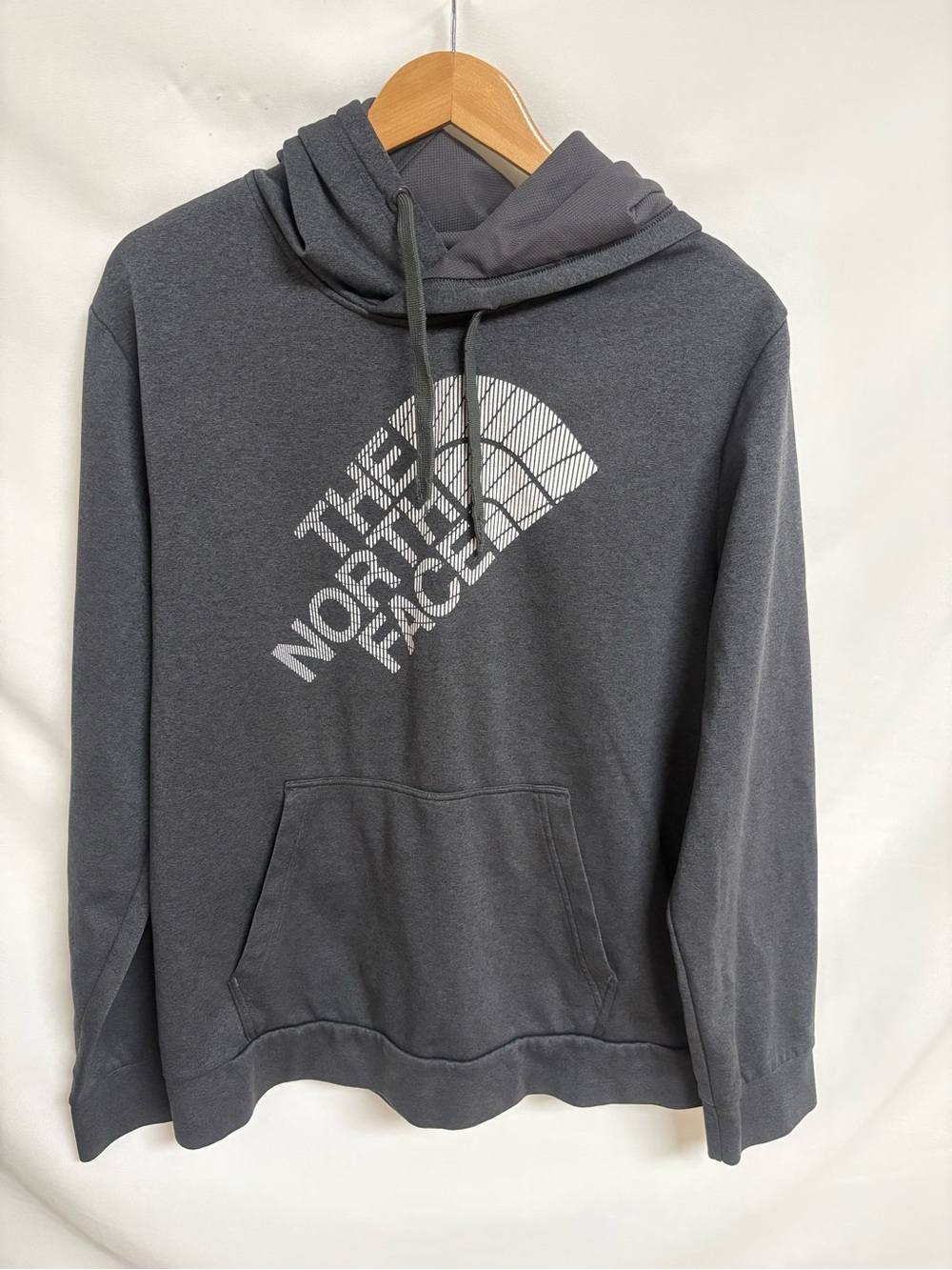 The North Face Men's Dark Gray Pullover Hoodie with White Logo
